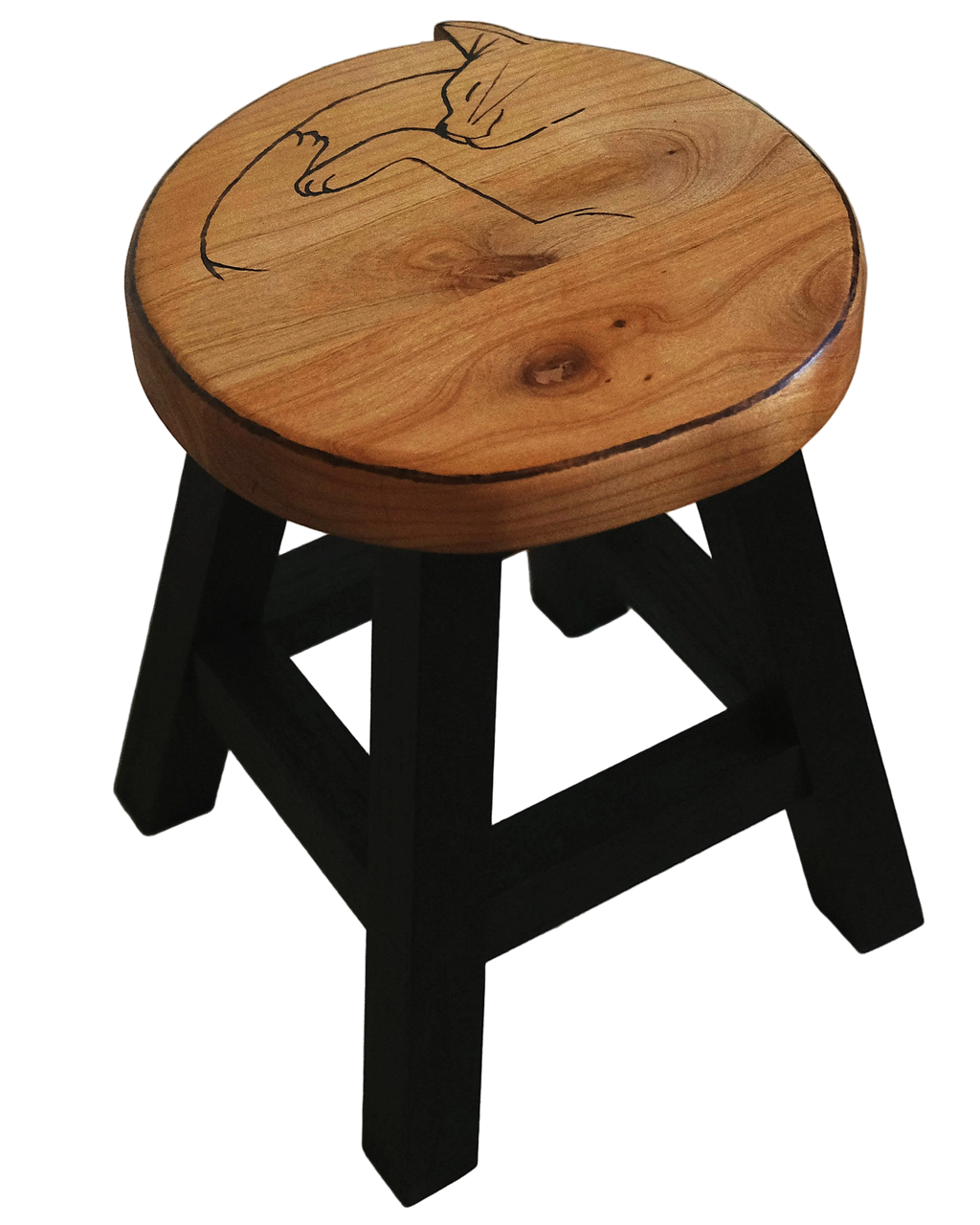 curled up cat stool