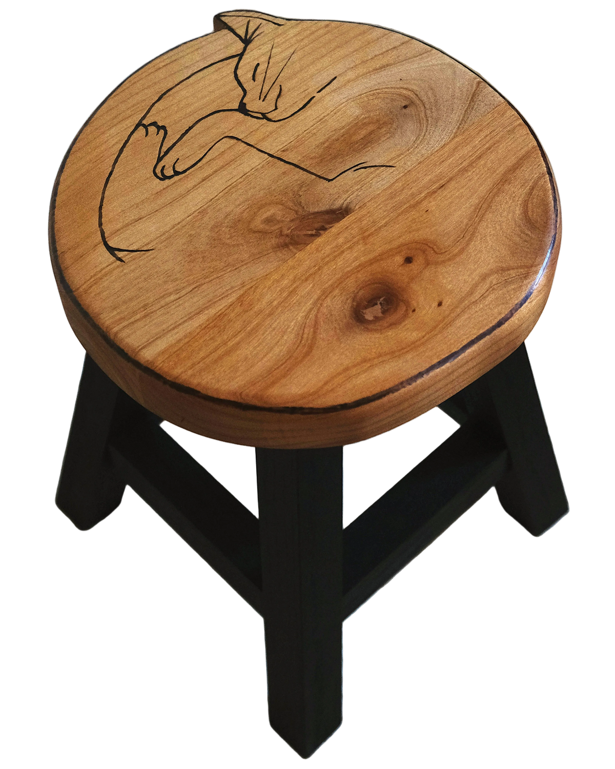 curled up cat stool