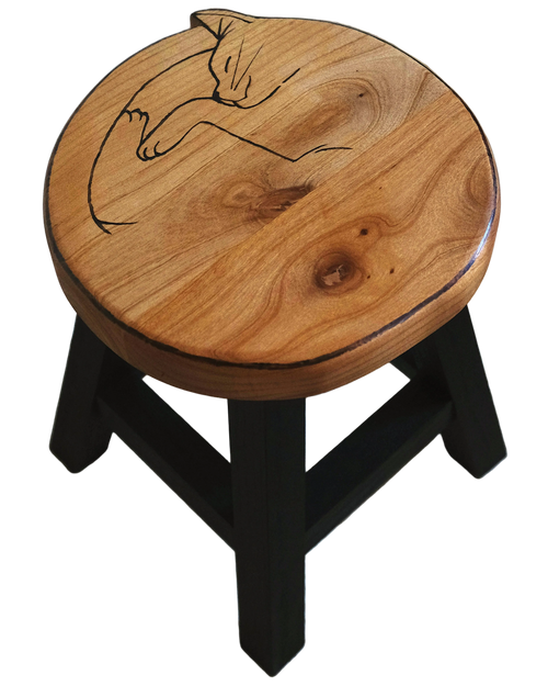 curled up cat stool